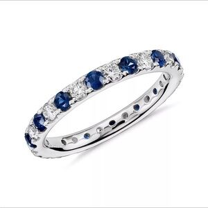 💋Beautiful Full  White & Blue Sapphire Full Eternity Band